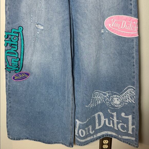 Von Dutch Eyeball Wide Leg Jeans - Light Wash NWT - Picture 8 of 16